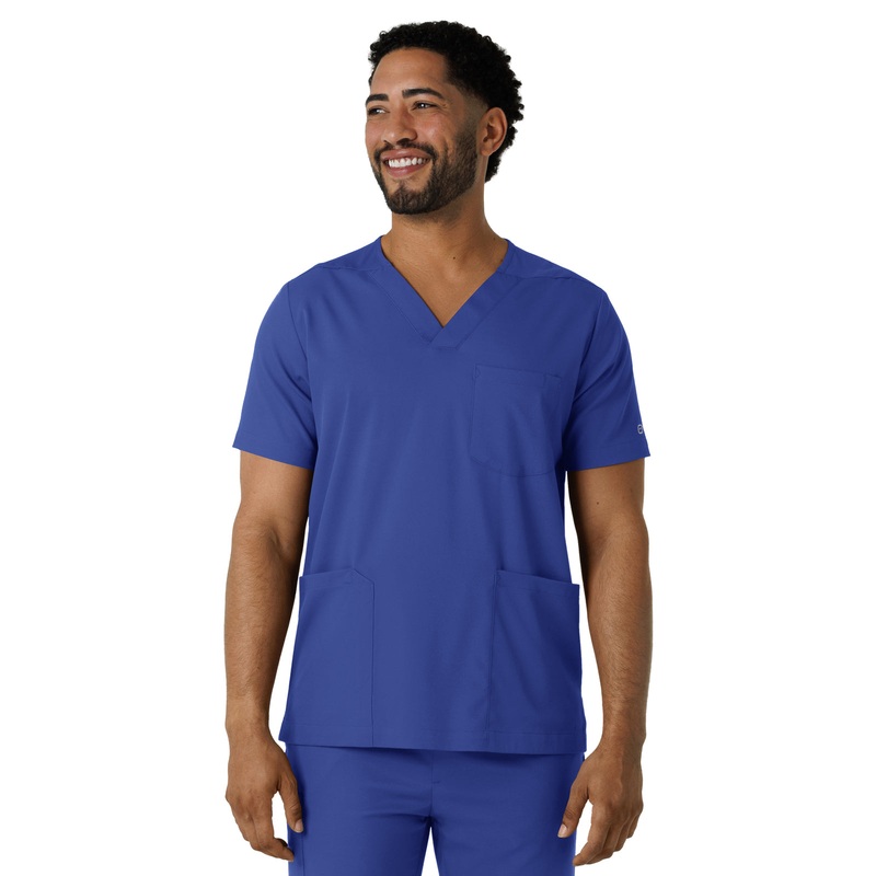 Men's Four-Pocket V-Neck Top - 6351 - Galaxy Blue